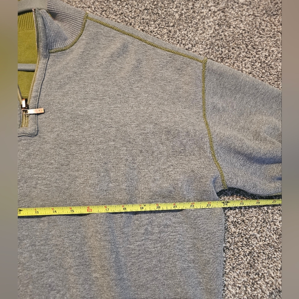 Mens Tommy Bahama REVERSIBLE Olive And Gray Zip-Up Sweater - Picture 7 of 7